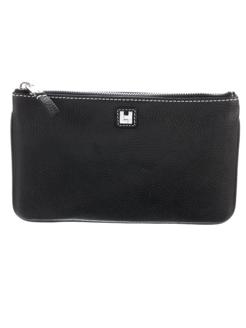 Lambertson Truex Black Pebbled Leather   Clutch - NEW